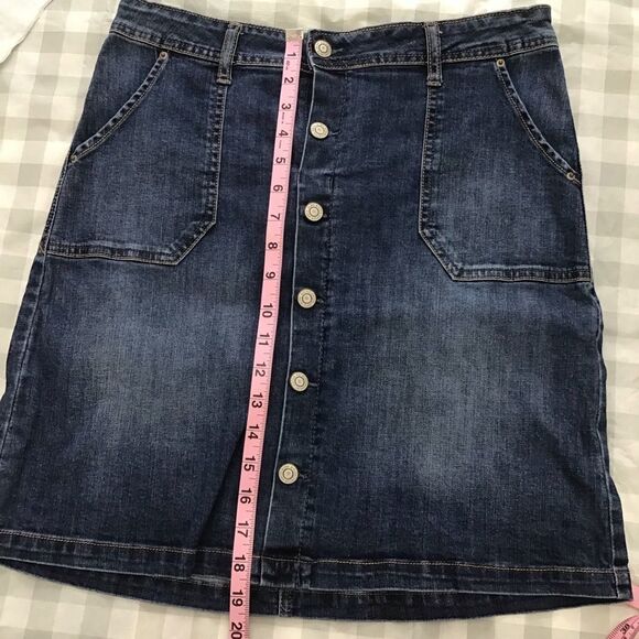 Kensie jeans mini dress button up denim skirt size medium front pocket dark blue - Picture 6 of 9